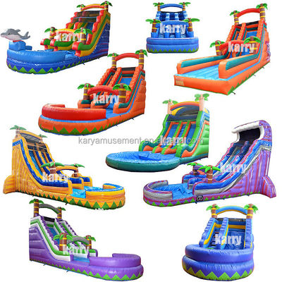 Op maat opblaasbare waterpalmboom glijbaan met kinderen spelen zwembad springen springen water glijbanen pvc beter