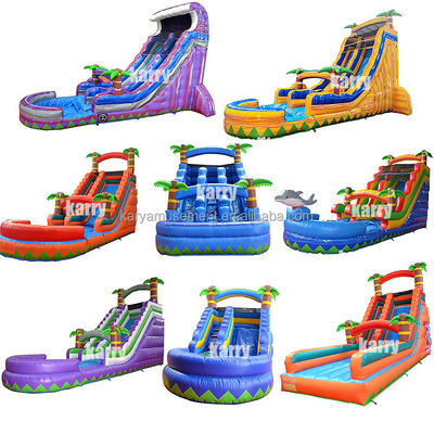 Op maat opblaasbare waterpalmboom glijbaan met kinderen spelen zwembad springen springen water glijbanen pvc beter
