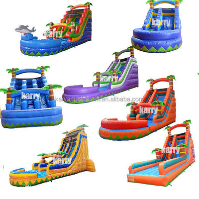 Op maat opblaasbare waterpalmboom glijbaan met kinderen spelen zwembad springen springen water glijbanen pvc beter
