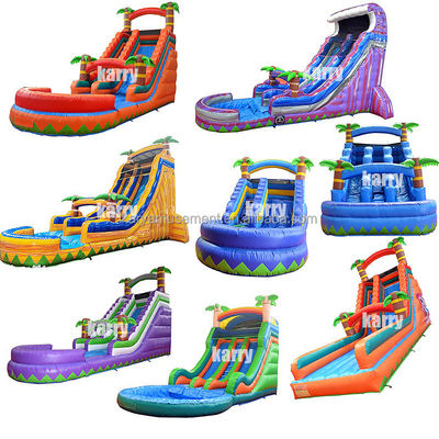 Op maat opblaasbare waterpalmboom glijbaan met kinderen spelen zwembad springen springen water glijbanen pvc beter