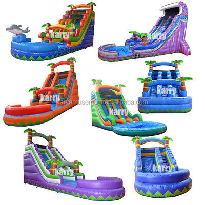 Op maat opblaasbare waterpalmboom glijbaan met kinderen spelen zwembad springen springen water glijbanen pvc beter
