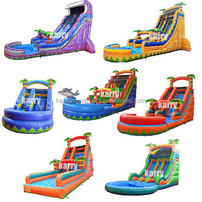Op maat opblaasbare waterpalmboom glijbaan met kinderen spelen zwembad springen springen water glijbanen pvc beter