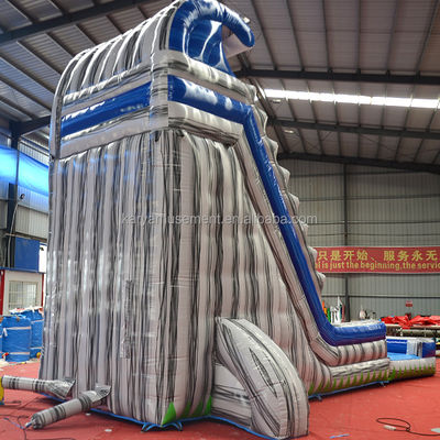 Hoogwaardige 29ft commerciële achtertuin Grijze Marmeren opblaasbare waterslide met zwembad