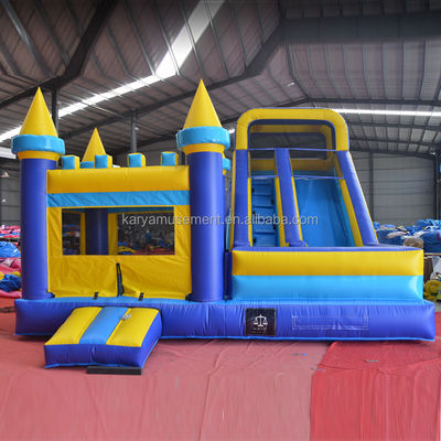 Aanpassen Accepteerde PVC Vinyl Tarpaulin opblaasbaar springkasteel met zwembad en glijbaan