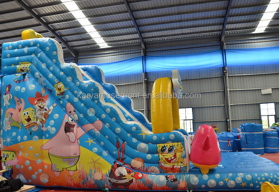 29ft Sponge-Bob Wide Slip n Slide voor Kinderen N Volwassenen Indoor PVC Commerciële opblaasbare