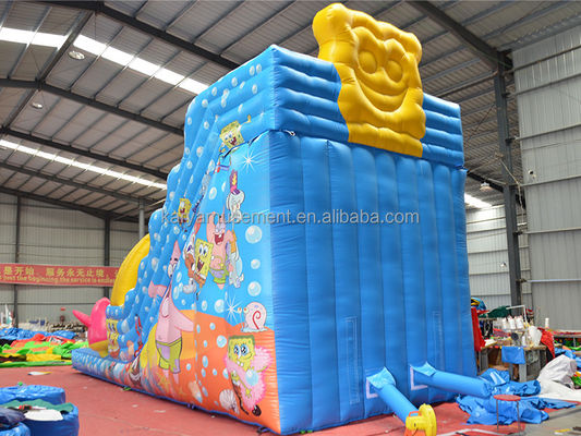 29ft Sponge-Bob Wide Slip n Slide voor Kinderen N Volwassenen Indoor PVC Commerciële opblaasbare