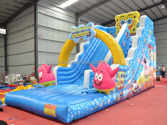 29ft Sponge-Bob Wide Slip n Slide voor Kinderen N Volwassenen Indoor PVC Commerciële opblaasbare