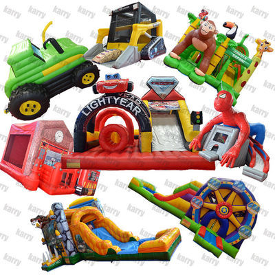 Waterpark opblaasbare Fun City Combo met obstakelbaan en Sponge-Bob Park thema