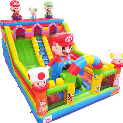 Kinderen buiten speeltuin Mario thema Air Trampoline opblaasbaar springkasteel met glijbaan