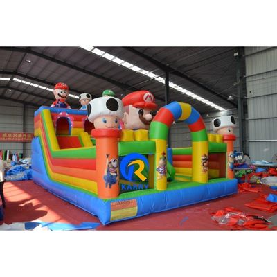 Kinderen buiten speeltuin Mario thema Air Trampoline opblaasbaar springkasteel met glijbaan