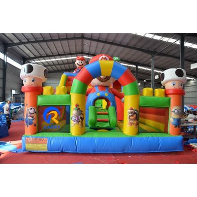 Kinderen buiten speeltuin Mario thema Air Trampoline opblaasbaar springkasteel met glijbaan