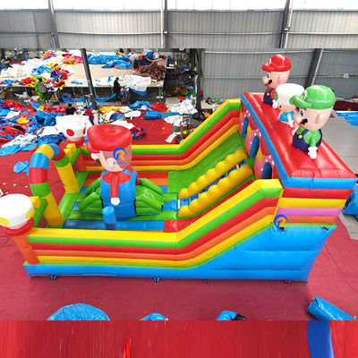 Kinderen buiten speeltuin Mario thema Air Trampoline opblaasbaar springkasteel met glijbaan