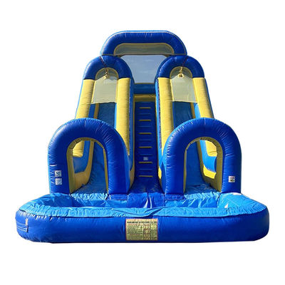 Grote kinderen Splash Pool Fun PVC Double Lane Waterglijbaan opblaasbaar met aangepaste grootte