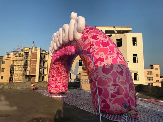 Buitenadvertentie Opblaasbare toegangsboog met aangepast roze ontwerp en drukwerk