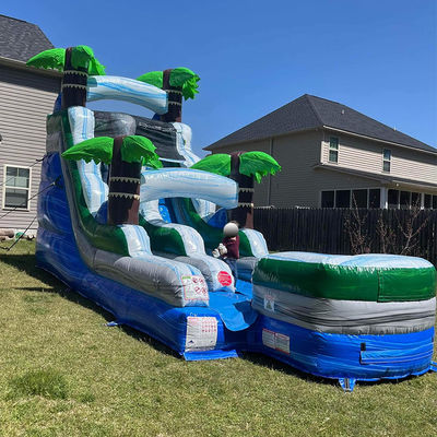 Volwassenen grootte opblaasbare springers PVC opblaasbare luchtspring glijbanen combo met splash pool