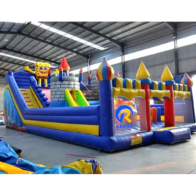 Blauw opblaasbaar bouncy kasteel speeltuin voor kinderen OEM aanvaard klassiek cartoon ontwerp