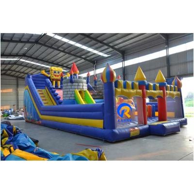 Blauw opblaasbaar bouncy kasteel speeltuin voor kinderen OEM aanvaard klassiek cartoon ontwerp