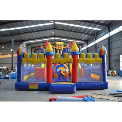 Blauw opblaasbaar bouncy kasteel speeltuin voor kinderen OEM aanvaard klassiek cartoon ontwerp