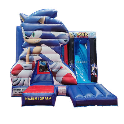Unisex Features Customized Sonic Bounce House Opblaasbare Combo Glijbaan voor feestverhuur