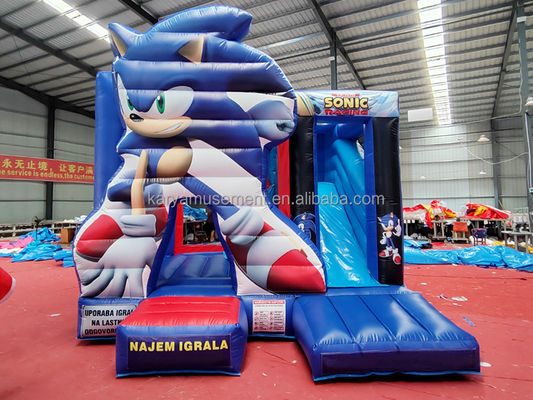 Unisex Features Customized Sonic Bounce House Opblaasbare Combo Glijbaan voor feestverhuur