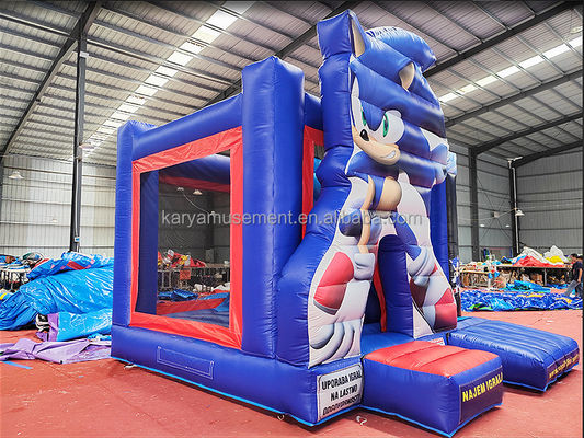 Unisex Features Customized Sonic Bounce House Opblaasbare Combo Glijbaan voor feestverhuur