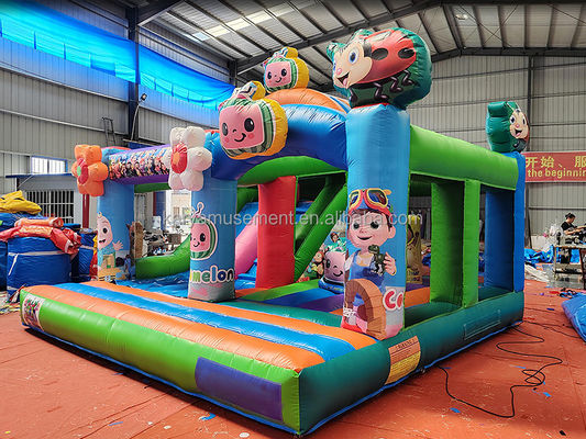 CE/EN71/EN14960 Gecertificeerd Cocomelon Theme Kids Party Trampoline Bouncer met glijbaan
