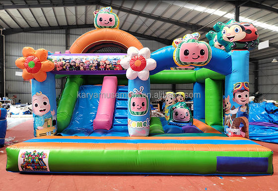 CE/EN71/EN14960 Gecertificeerd Cocomelon Theme Kids Party Trampoline Bouncer met glijbaan
