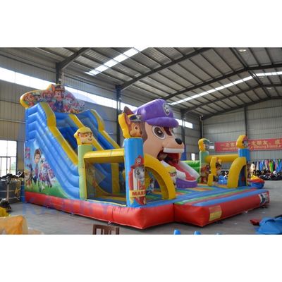 Draagbare gele opblaasbare kasteelslide waterpark uitsmijters voor springplezier
