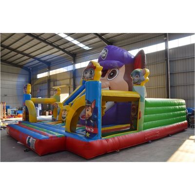 Draagbare gele opblaasbare kasteelslide waterpark uitsmijters voor springplezier