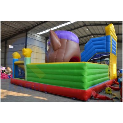 Draagbare gele opblaasbare kasteelslide waterpark uitsmijters voor springplezier