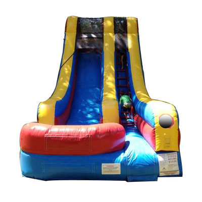 Commerciële gelegenheid Blauw en geel Jumper opblaasbare waterslide met splashpool