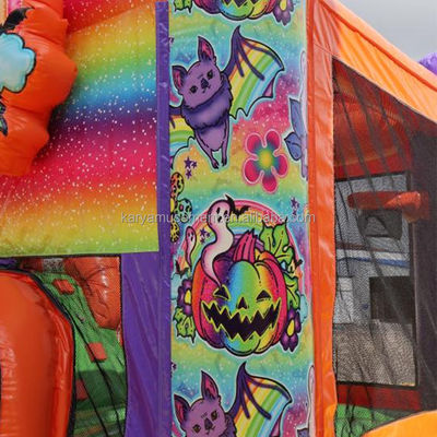 Unisex Halloween Bounce House met dubbele waterglijbaan en regenboog opblaasbaar kasteel