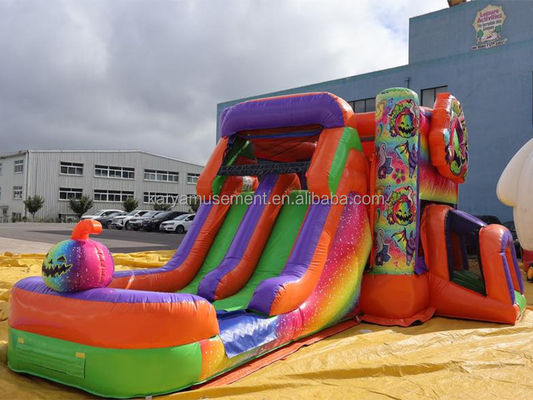 Unisex Halloween Bounce House met dubbele waterglijbaan en regenboog opblaasbaar kasteel