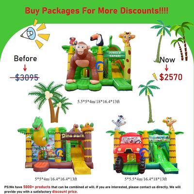 0.55mm PVC Vinyl Tarpaulin opblaasbare Combo kasteel glijbaan voor kinderen in het pretpark
