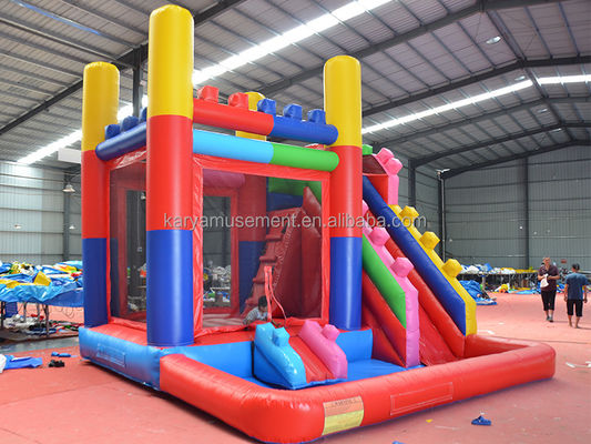 14 Jaar aanpassing aanvaard Rood gebouwblok thema Bouncy kasteel met glijbaan en groot water zwembad speeltuin PVC