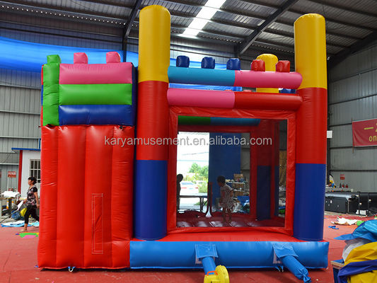14 Jaar aanpassing aanvaard Rood gebouwblok thema Bouncy kasteel met glijbaan en groot water zwembad speeltuin PVC