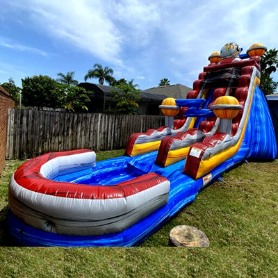 Indoor en Outdoor Entertainment PVC Space Rush Waterglijbaan met kinderen Splash Pool Fun