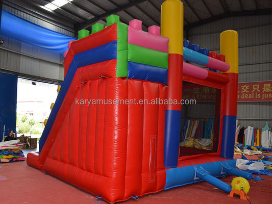 14 Jaar aanpassing aanvaard Rood gebouwblok thema Bouncy kasteel met glijbaan en groot water zwembad speeltuin PVC