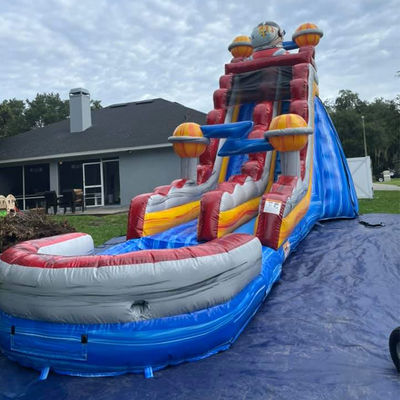 Indoor en Outdoor Entertainment PVC Space Rush Waterglijbaan met kinderen Splash Pool Fun
