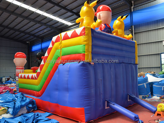 Blower Opblaasbare Fun City met Mickey en Mario Opblaasbare Kasteel Bouncer House Combo Playground Blower Inclusief