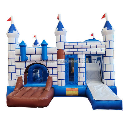 Commercieel PVC Bouncy Castle Combo met glijbaan Unisex Blauw en Wit kasteel speeltuin