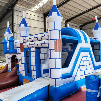 Commercieel PVC Bouncy Castle Combo met glijbaan Unisex Blauw en Wit kasteel speeltuin