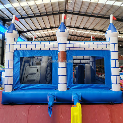Commercieel PVC Bouncy Castle Combo met glijbaan Unisex Blauw en Wit kasteel speeltuin