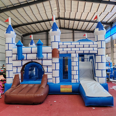 Commercieel PVC Bouncy Castle Combo met glijbaan Unisex Blauw en Wit kasteel speeltuin