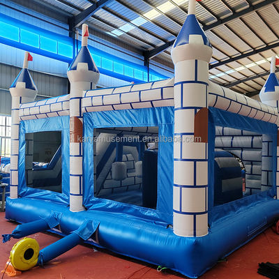 Commercieel PVC Bouncy Castle Combo met glijbaan Unisex Blauw en Wit kasteel speeltuin