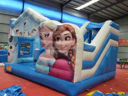 Op maat gemaakt kinderfeest opblaasbare trampoline prinses Elsa kasteel combo sprong glijbaan