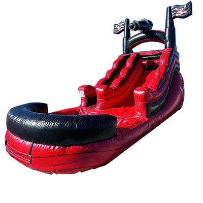 Custom logo gedrukt Commercieel PVC Piraten schip thema Water glijbaan opblaasbaar met zwembad