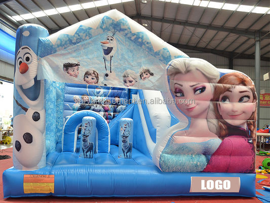 Op maat gemaakt kinderfeest opblaasbare trampoline prinses Elsa kasteel combo sprong glijbaan