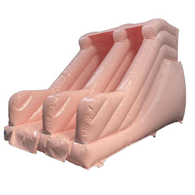 Outdoor commerciële PVC chocolade kleur opblaasbare droge of natte glijbaan voor feestverhuur