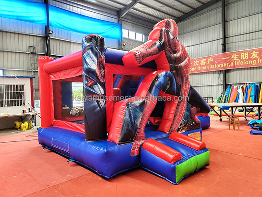 CE/EN71/EN14960 Gecertificeerd Kinderen opblaasbaar Spiderman kasteel springhuis met glijbaan